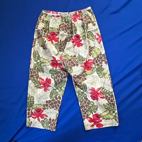 Transitions Animal Print Tropical Brushed Cotton Wide Leg Pant Capri - size 12 - Picture 4 of 8